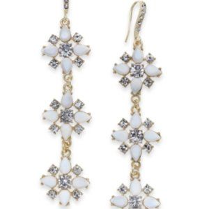 Inc Gold-tone Stone & Crystal Triple Cluster Linear Drop Earrings